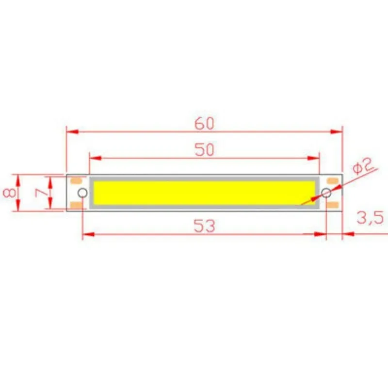 Picture 7: 2-10PCS 60*8mm 3W COB LED Chips Panel  3V 6V DIY Bar Red blue green white Matrix On Lighting For Led Source Strip Chip Lamp