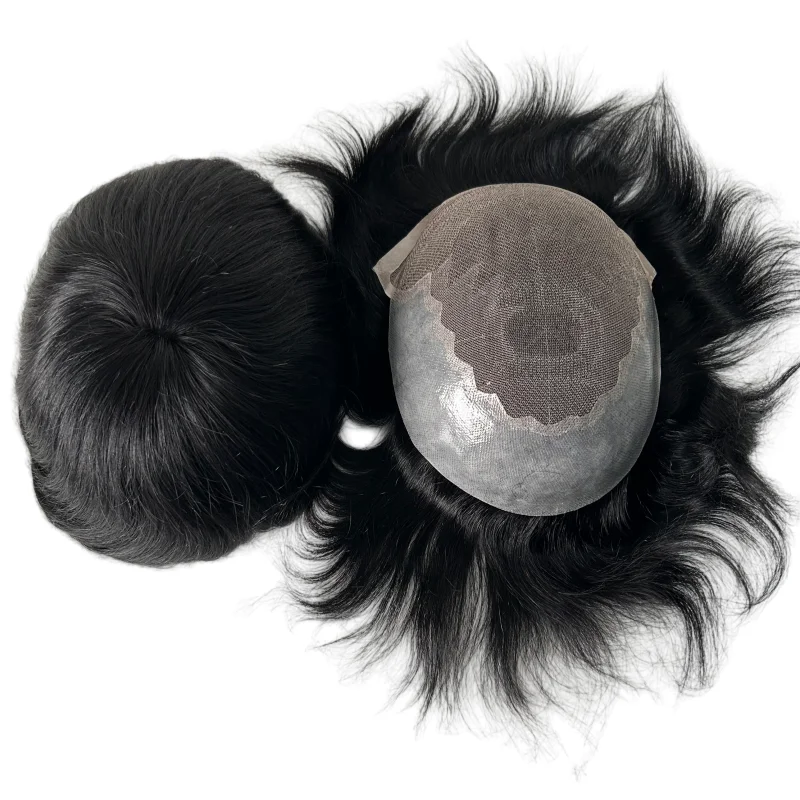 

Монгольские натуральные волосы для замещения волос # 1, # Мужской парик-накладка 1b Color Q6, 8x10, 32 мм, волнистый, на кружевной основе с полиуретаном