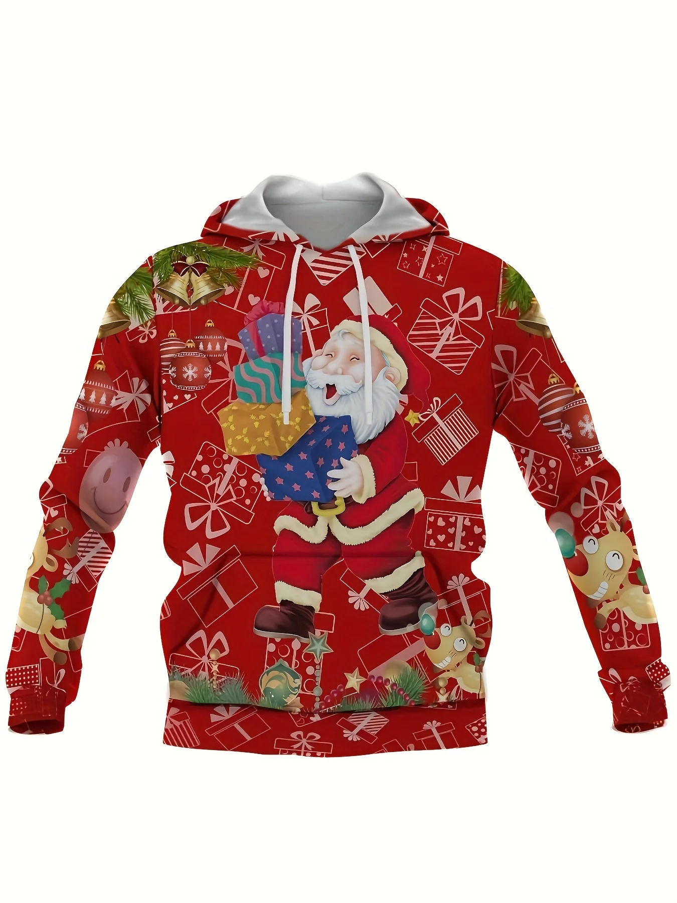 

Santa Claus Print Hoodies For Men New Year Gift X'mas Clothing Autumn And Winter Casual Sweatshirts Fashion Oversized Hooded Top