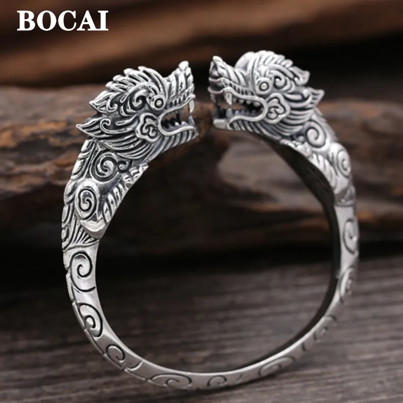 

Real S925 Silver Jewelry Fashion Double Taps Bracelets for Men and Women Individual Exaggerated Retro Beautiful Birthday Gifts