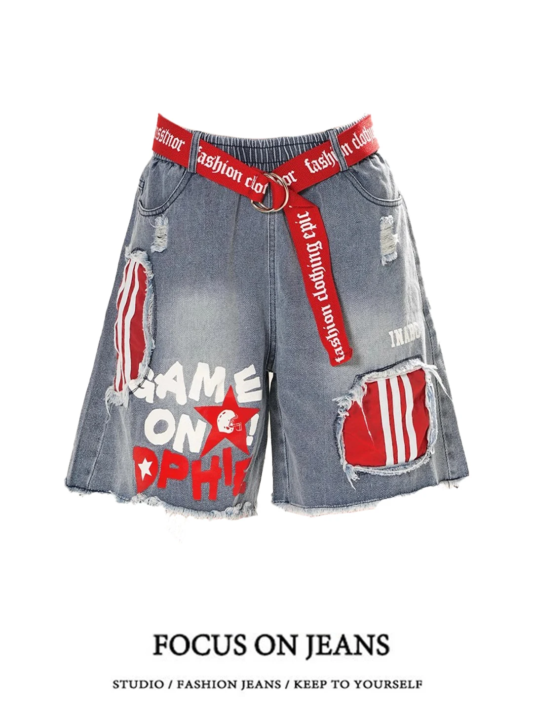 

High Waist Wide Leg Jeans orts Women's Summer New Sle Torn Patchwork Denim orts Casual Loose Fit Slimming Effect