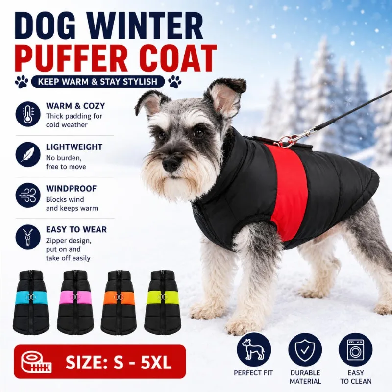 

Large Dog Down Jacket Winter Warm Pet Coats Waterproof Pet Clothes for Small Medium Dogs Poodle Golden Retriever Pets Clothes