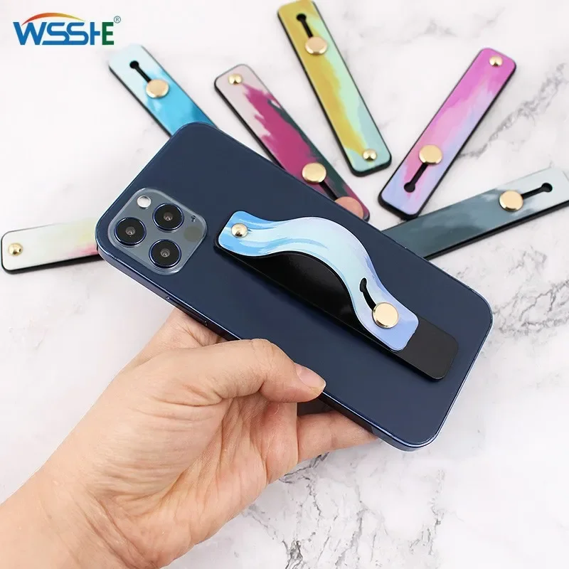 Universal Wrist Band Phone Holder For iPhone Finger Grip Mobile Phone Stand For Samsung Huawei Push Back Sticked Socket Bracket