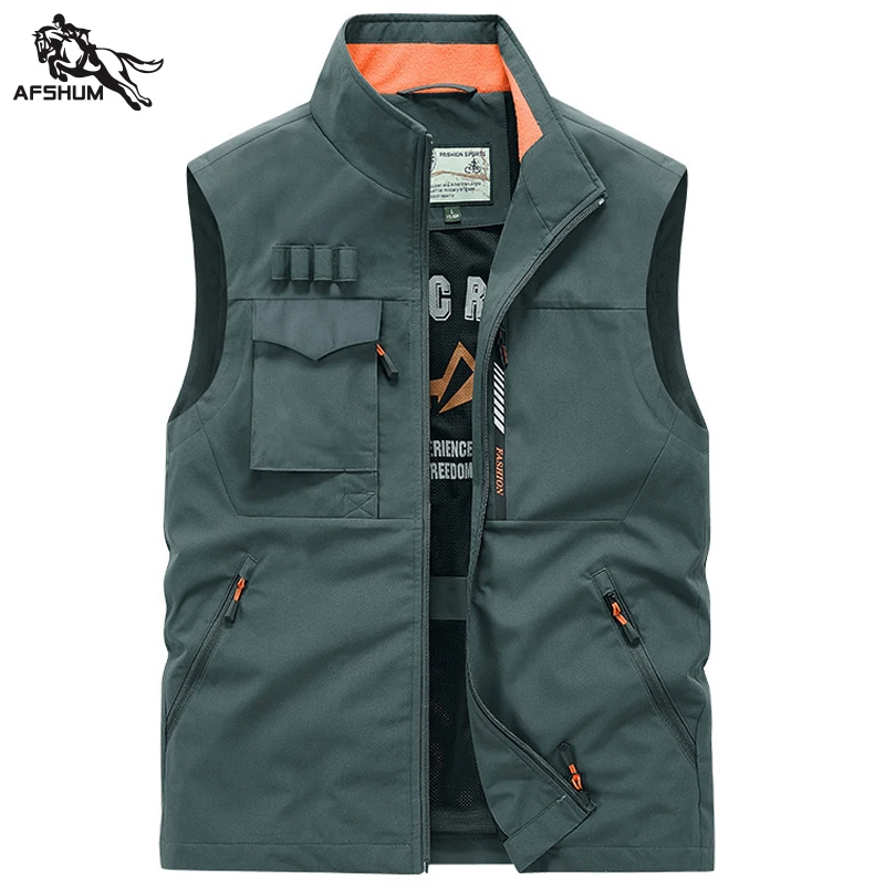 

mens waistcoat Autumn winter New splice Men's Middle age rinsing business casual vest sun protection vest size M-5XL 6XL 2366