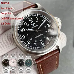 Tandorio 3.8 Date Dive Pilot Automatic Watch for Men NH35A Movement Aviator Men's Watch 20BAR Water Resist Lume Sapphire 36mm