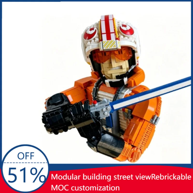 

2488 PCS Customize MOC Pilot Bust Character Model Building Blocks Assembly Educational Toy Birthday Christmas Gift For Children