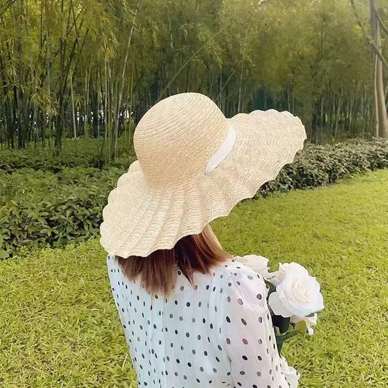 2025 neue handgemachte Stroh Jazz Jakobsmuschel Sonnenhut Mode Frühling Sommer Outdoor Allgleiches Band Sonnencreme große Krempe Strand Strohhut – Detail 19