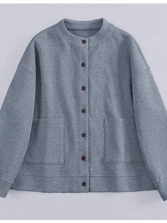 

Повседневный круглый женский топ на одной пуговице Ne, осенний топ с ушками, универсальный дизайн, ленивый открытый кардиган, свободный крой