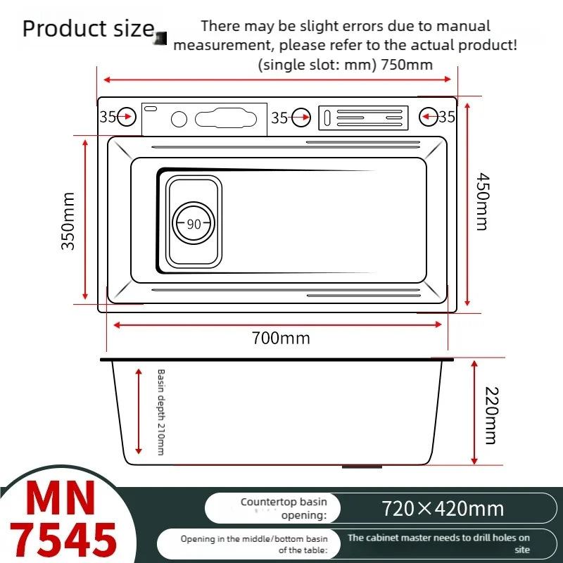 Intelligent Digital Display Waterfall Large Single Slot Stainless Steel Kitchen Sink Multifunctional Wash Dish Vegetables Basin