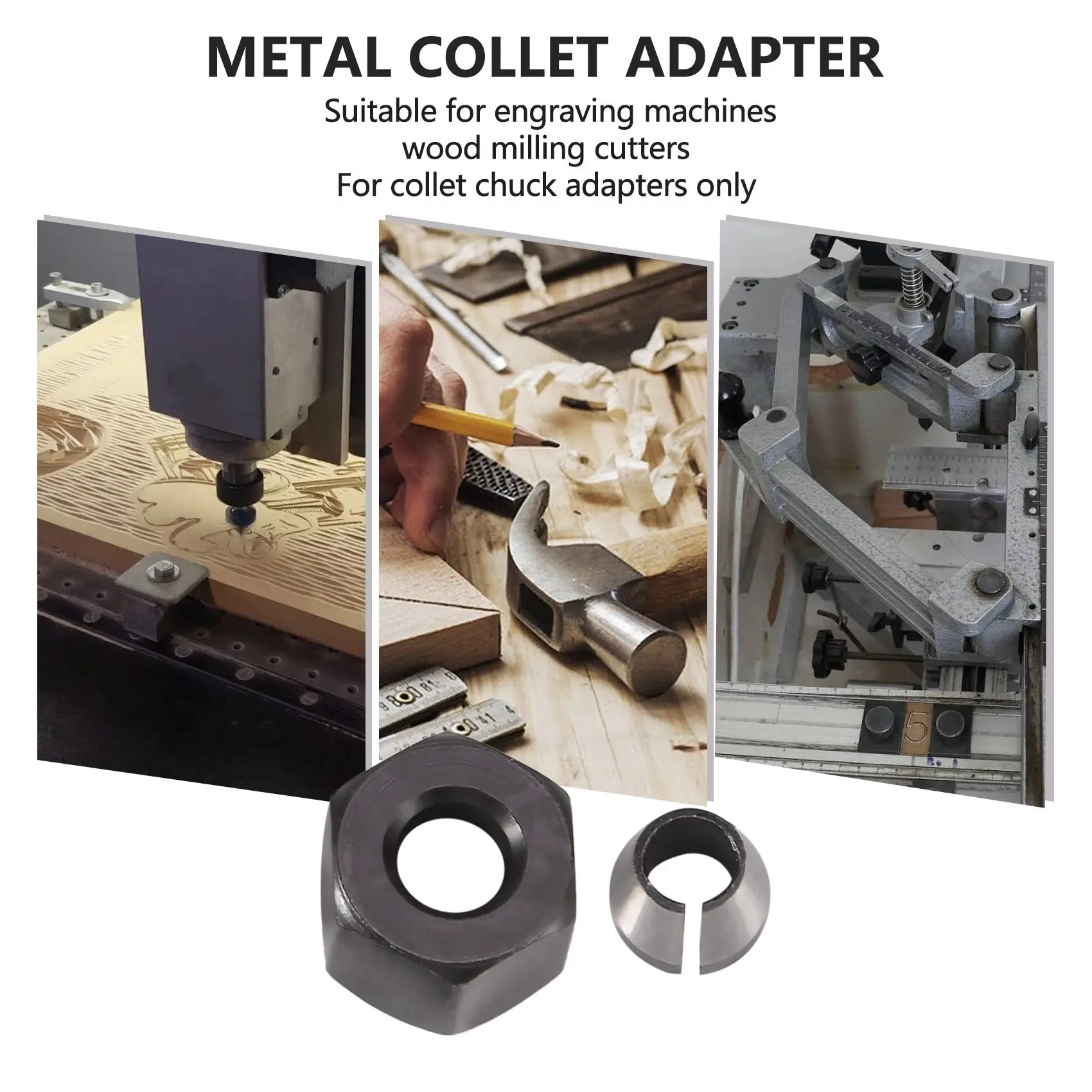[NEW!A08R】 3 Pcs Router Collet Set Chuck Heads Adapter For Drills Engraving Trimming Carving Machine Electric Router Milling Cut