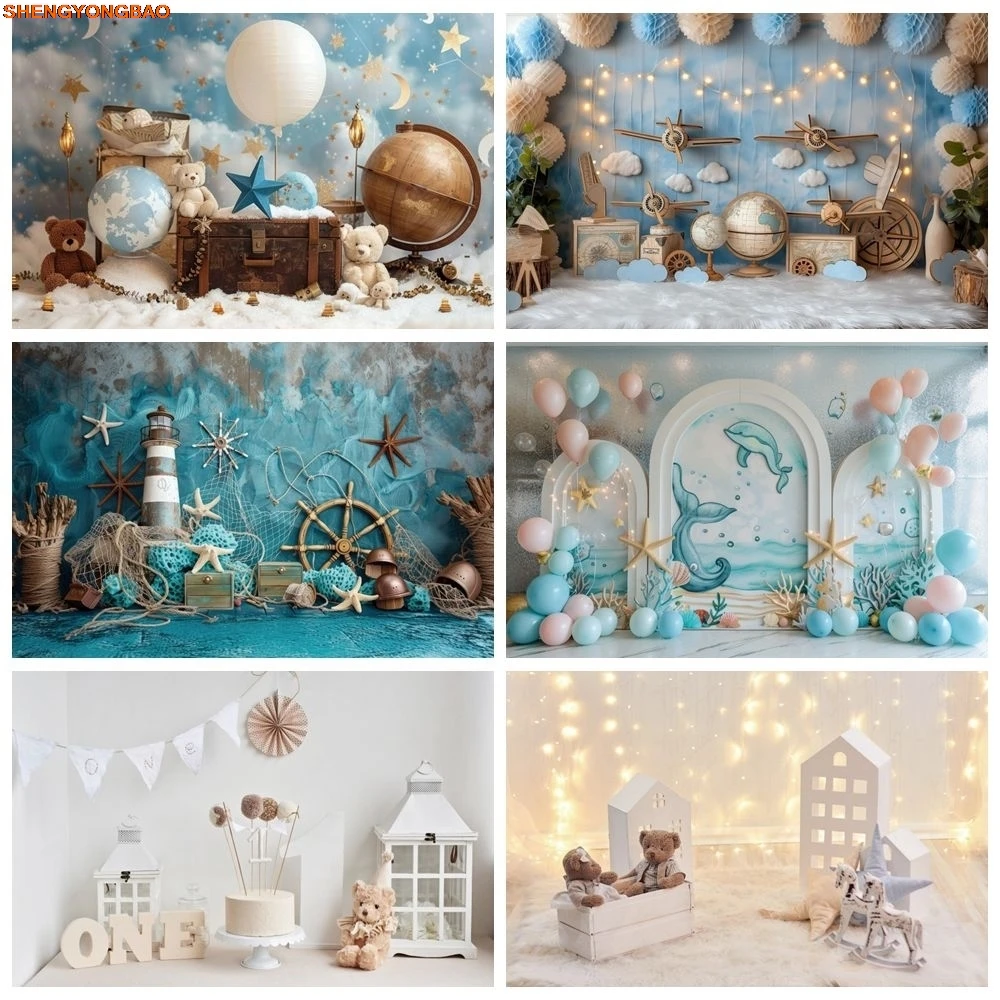 

Baby 1st Birthday Party Photography Backdrop Baby Shower Cake Smash Portrait Photo Background Banner Photostudio Photobooth Prop