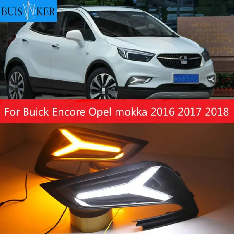 

2pcs LED For Buick Encore Opel mokka 2016 2017 2018 Driving DRL Daytime Running Light fog lamp Relay LED DRL Daylights