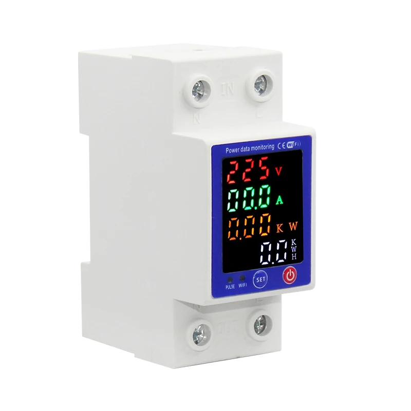 Factory Din Rail Power Energy Meter for Tuya WIFI Smart Electricity Meter Monitor Voltage Curve Ammeter