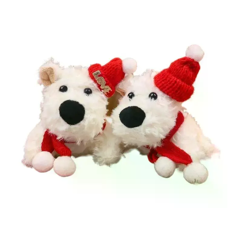 1 pz seduto delle Highlands occidentali cucciolo giocattolo lungo peluche carino cane bianco ciondolo piccoli animali domestici bambole regalo di Natale per bambini