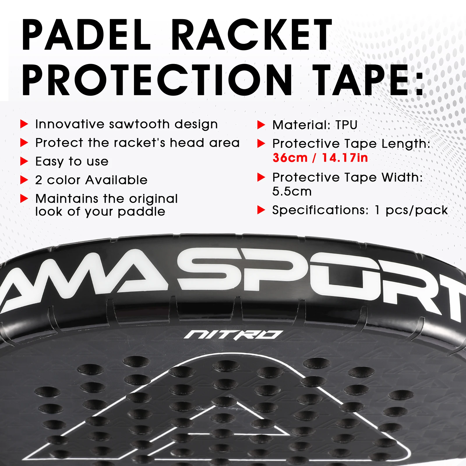 AMASPORT Transparent Padel Racket Protector Pack of 3/5,PU Lightweight Frame Tape Edge Protector Durable Padel Accesories - Image 5
