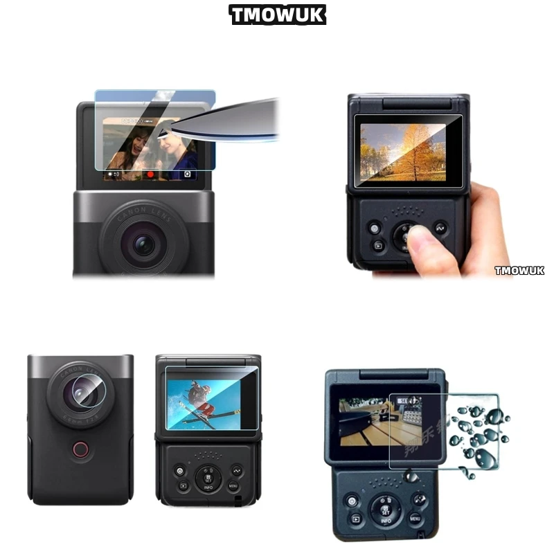 

For Canon Powershot V10, Crystal - Clear Hard Tempered Glass Protector, Full Cover For LCD In Vlog Cam, HD Film