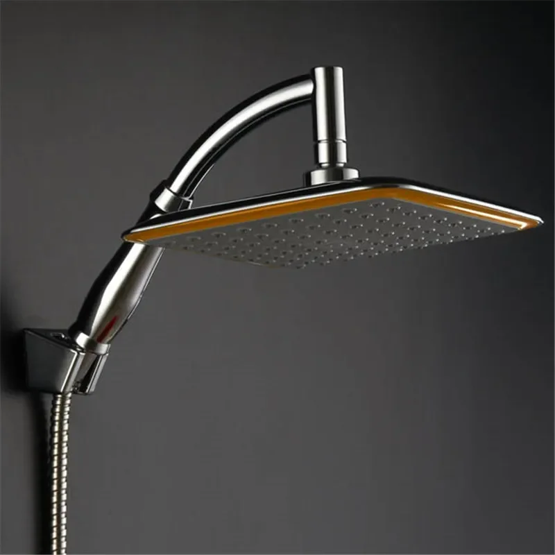 9 Inch Rotatable 360 Degree Bathroom Rainfall Shower Head with Water Saving Extension Arm ABS Chrome Handheld Thin Design