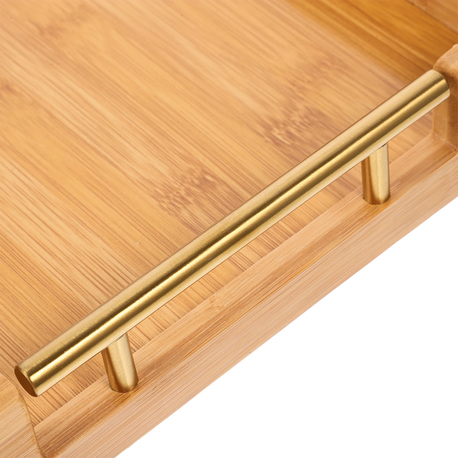 

Rustic Bamboo Serving With Metal Handle Rectangular For Tea Snacks Fruits Home Coffee Shop Decorative Storage Plate Party