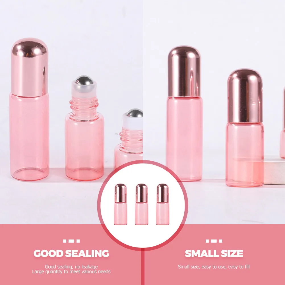 10Pcs Rose Gold Roller Bottles 2Ml Glass Essential Oil Roller with Leak-Proof Design Portable for Travel Perfume Refillable