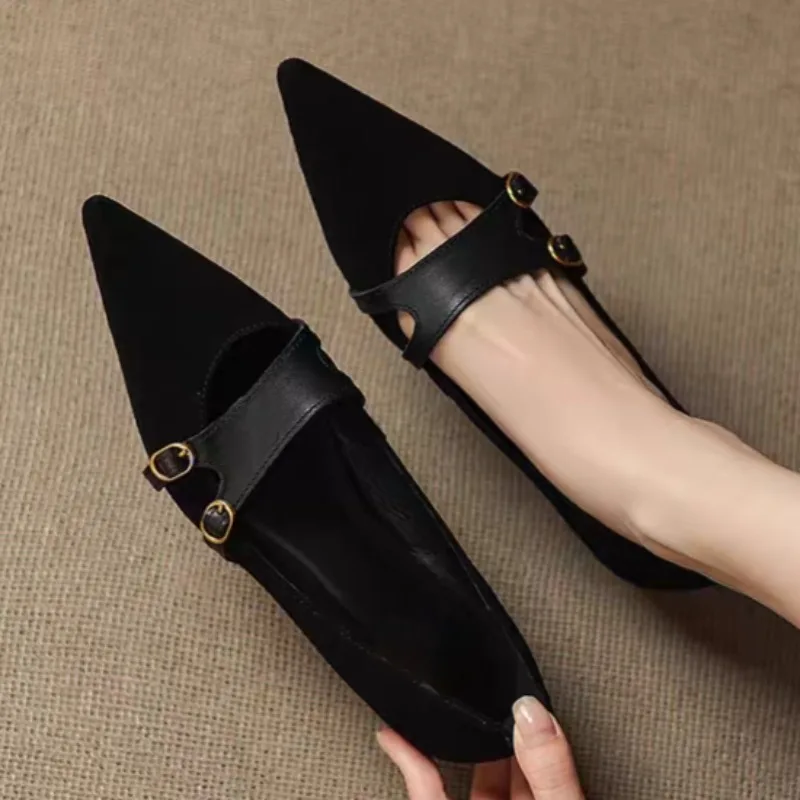 

Женские осенние новые роскошные металлические дизайнерские туфли Мэри Джейн на плоской подошве 2025Модные повседневные туфли без шнуровки с острым носком для вечеринок на высоком каблуке Sandalias Mujer