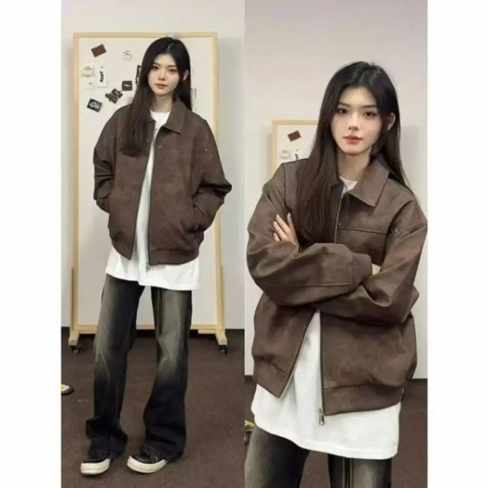 Fashion Loose Fit Men Jackets Thick Solid Color Turn Down Collar Jacket Windproof Long Sleeves Flight Jacket Daily Commute