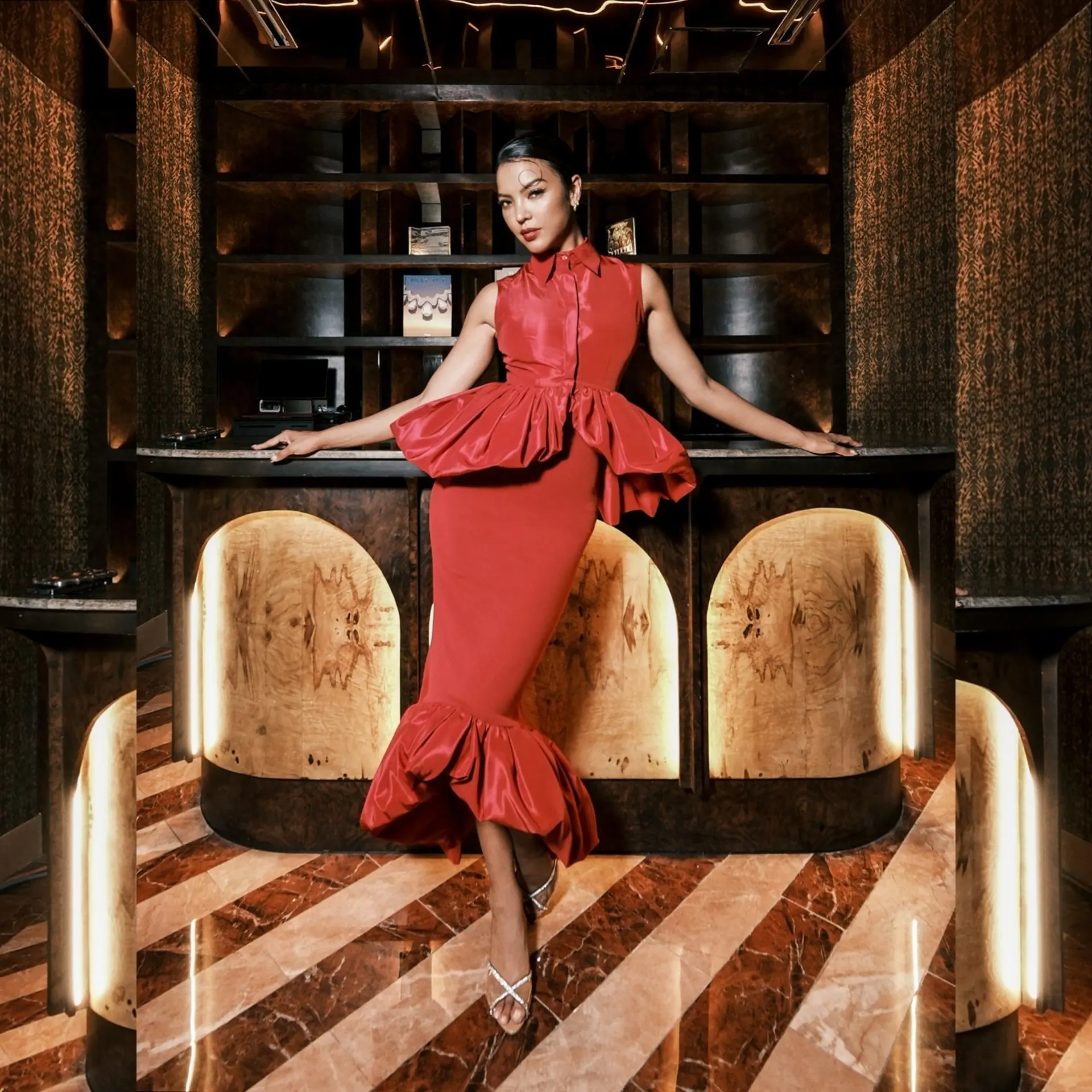 

Женская атласная юбка с рюшами и высокой талией, струящаяся длинная длинная ткань, роскошные юбки с рюшами, эластичная модная юбка Hi Low на заказ