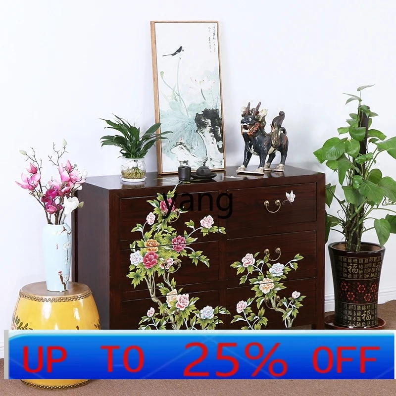 

Lmm new Chinese-style painted cabinet solid wood antique simple entrance foyer storage classical dining side cabinet