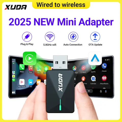 2in1 2025 New Wireless CarPlay Android Auto Wireless Adapter Smart Mini Box Plug Wired to Wireless Automatic Connect Universal