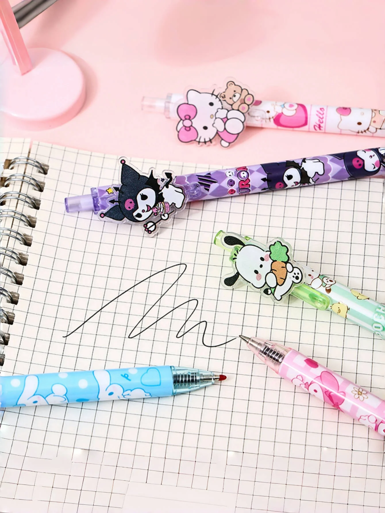 3/6/12 قطعة قلم ضغط أكريليك سانيرو |   شخصيات كرتونية Hello Cute Kitty، Kuromi، My Melody، Cinnamoroll، قلم جل ذو مظهر جيد