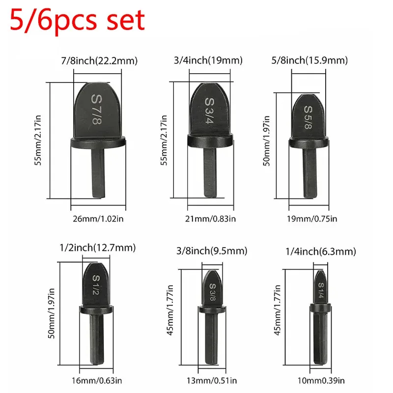 

Copper Tube Expander Set， Boring Drill Bits, Air Conditioner Tube Expander Swaging Tool (1/4", 3/8", 1/2", 5/8", 3/4", 7/8")