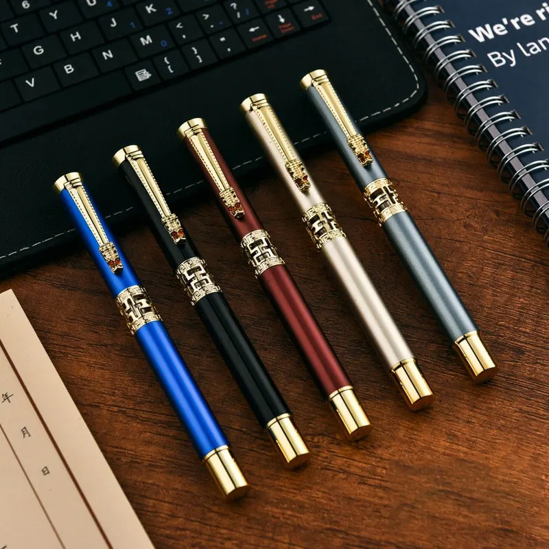 

5Pcs Dragon Head Style Hollow Design Full Metal Ballpoint Pen Gift Pen Office Supplies Learning School Student Business Office Signature Pen, Writing Tool, Fashion Pen, Decorative Pen, High-Quality Metal, Ballpoint Pen, Luxury Pen, Executive Business Coll