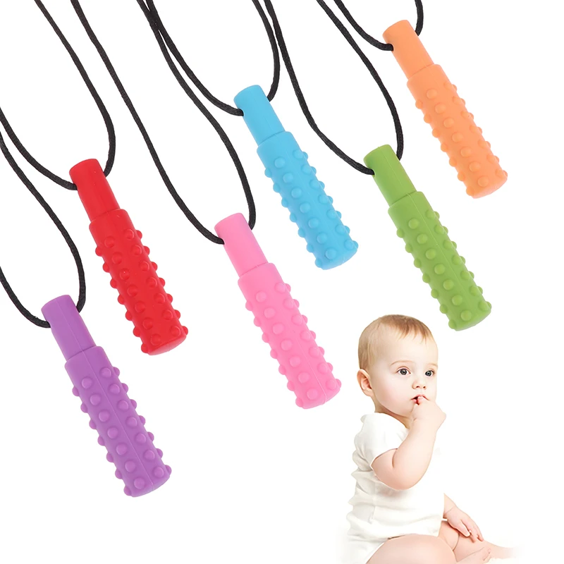 

Silicone Baby Teether Necklace Newborn Sensory Chewing Toy For Children Autism Speak Oral Muscle Rehabilitation Training Talk