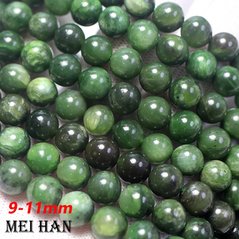 Meihan بالجملة الطبيعية A + النفريت اليشم السلس حجر الخرز المستديرة لتصميم صنع المجوهرات DIY #3