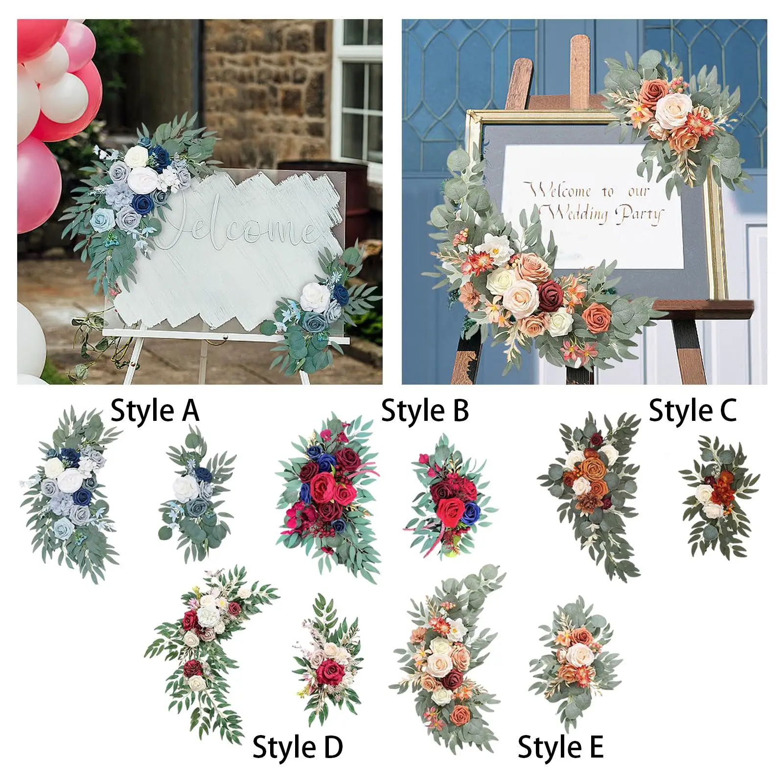 Wedding Arch Flowers Handmade Welcome Ceremony Sign Reception Backdrop Floral for Front Door Party Wall Wedding Reception