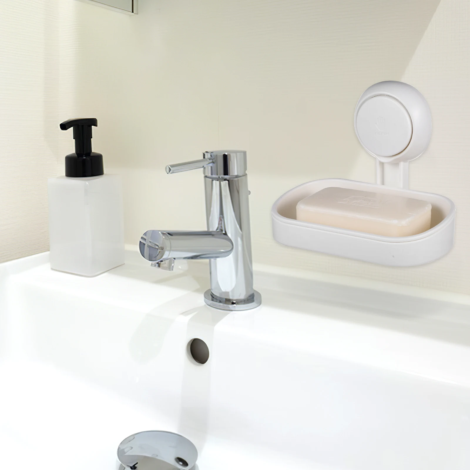 

Suction Cup Soap Dish White Self Draining Mount Box for Shower Wall Strong Suction Bath Accessories Storage Tray Non Slip