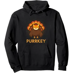 Cat wide Thanksgiving men's pullover hoodie sweatshirt