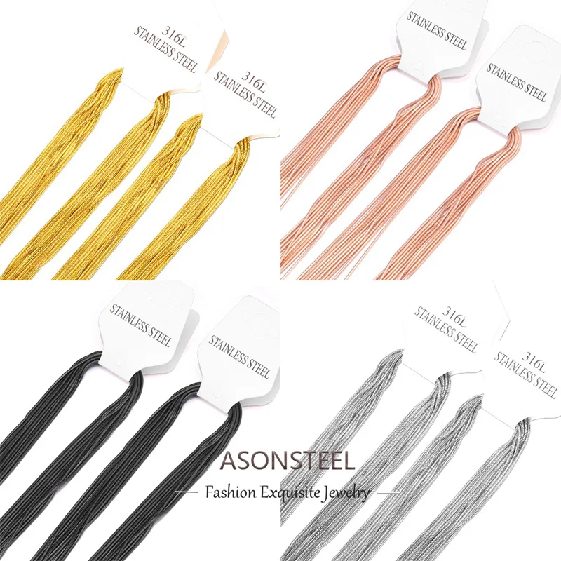 ASONSTEEL Wholesale 10pcs 2mm Width Rope Chain Necklace Stainless Steel Choker For Women Men Bulk Wholesale Boho DIY Accessories