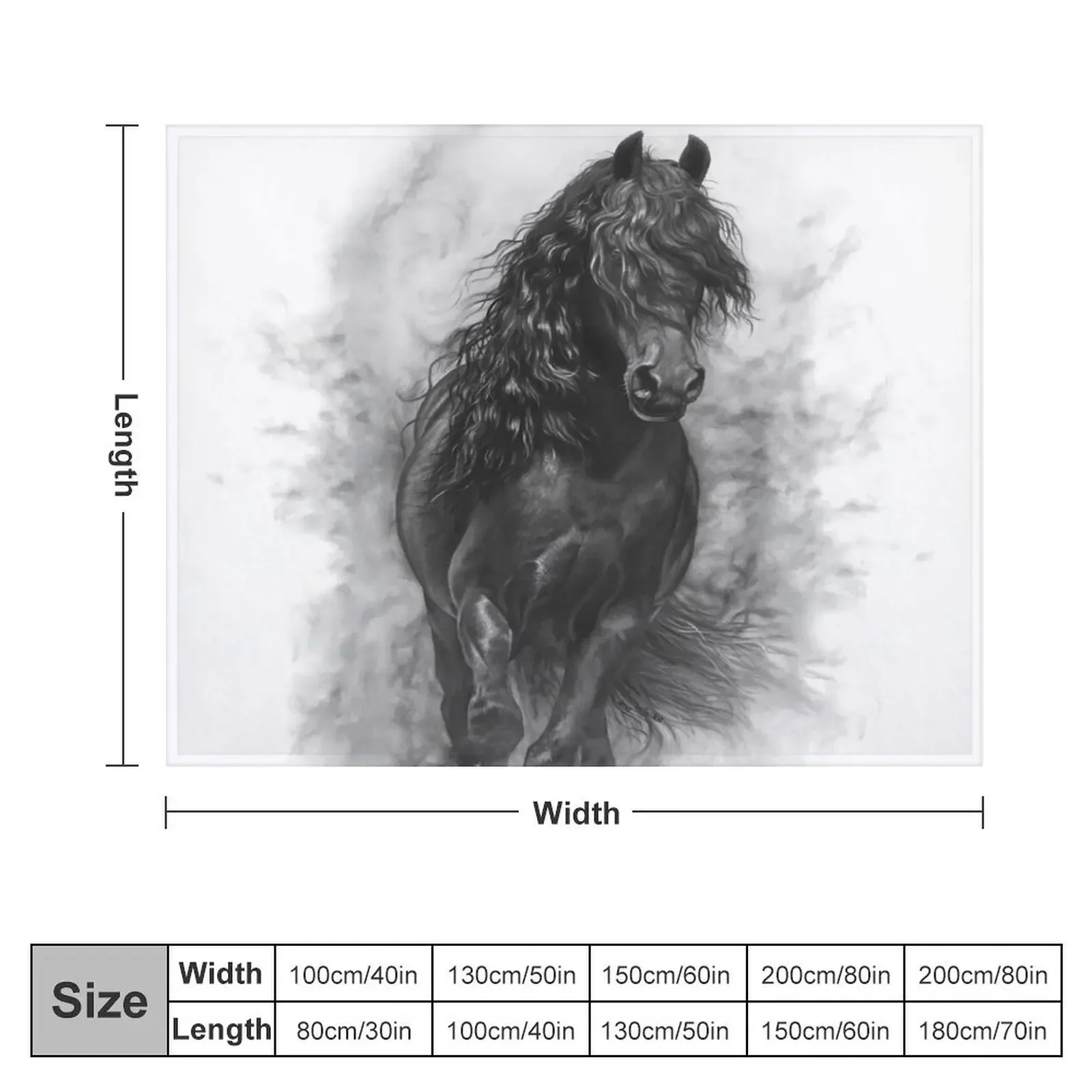 Black stallion in the mist Throw Blanket Furrys Travel Blankets