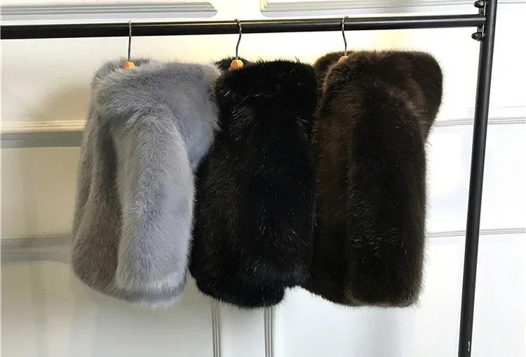 Girl Fur Coat Winter 2023 Children Cotton-padded Korean Style Boys and Girls Mink Hair Hooded Fur Coat Short Baby Fur Coat