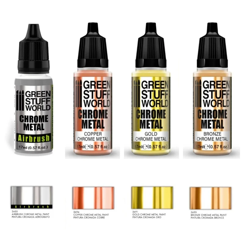 Pintura Metálica Efecto Cromo Green Stuff World de 17ml, Pigmento para Efectos Especiales de Personajes de Fantasía, Pintura para Modelismo