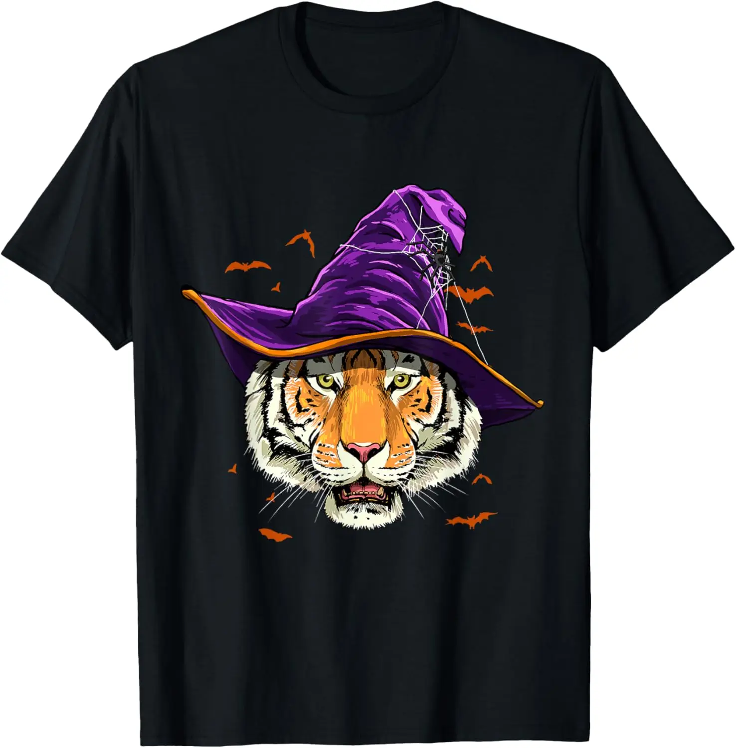 Tiger Witch Hat Funny Halloween Tiger Lover Whisperer T-Shirt