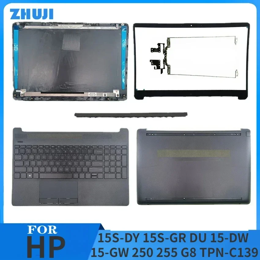 

For HP 15S-DY GR DU 15-DW GW 250 255 G8 TPN-C139 LCD Rear Lid Back Top Cover Front Bezel Hinges Palmrest Bottom Base Case Grey