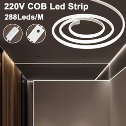 220V COB Neon LED listwa oświetleniowa 288LEDs/m 20m 50m wodoodporna lampa ogrodowa taśma Led wstążkowa wtyczka ue do pokoju