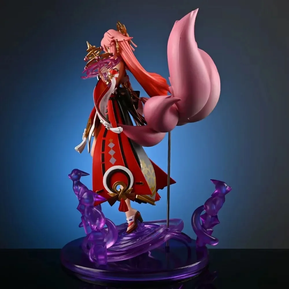 24cm anime figura genshin impacto gk yae miko raposa pvc ação estatueta ornamento de mesa decoração modelo estátua brinquedos para crianças presente