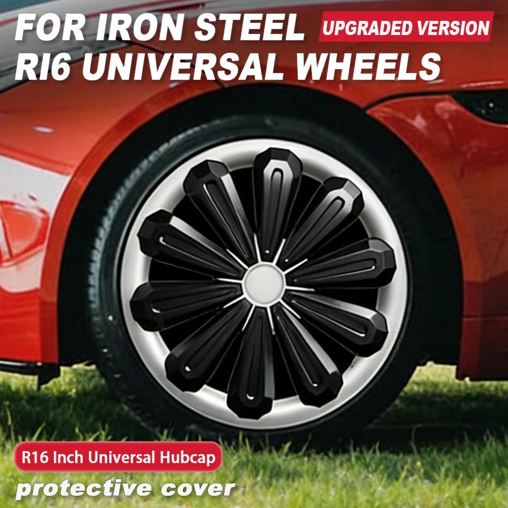 4PCS R16 Inch Universal Car Wheel Cover Hubcap Replacement Snap On Wheel Rim Cover PP Tire Accessories On SUV Truck Vehicle