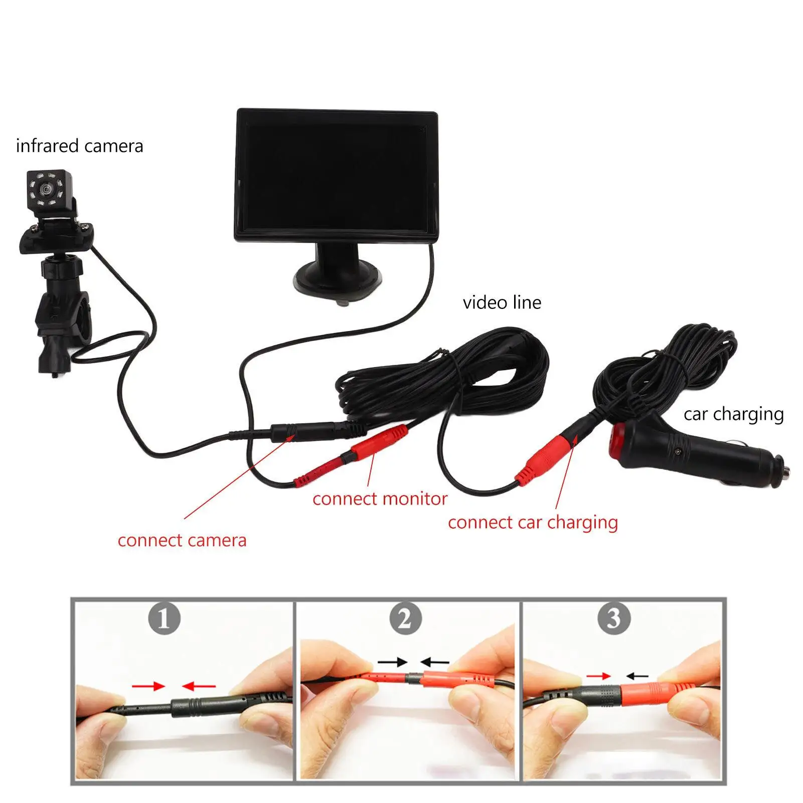 Baby Car Monitor Baby Car Recorder Adjustable Suction Bracket High Resolution Flexible for truck