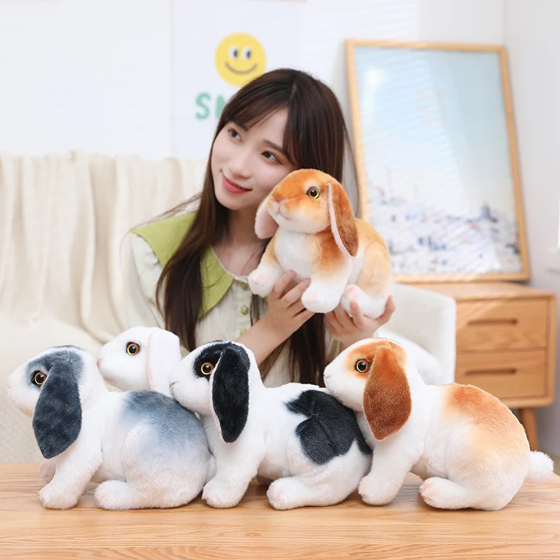 Simulation Cute Rabbit Plush Fur Realistic Kawaii Animal Easter Bunny Rabbit Toy Model Gift Home Decoration Kids Birthday Gift