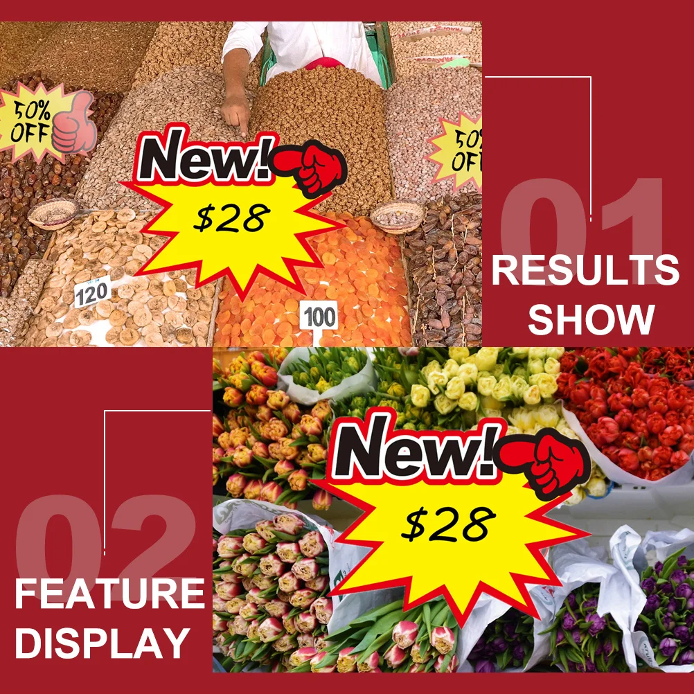 

50Pcs Promotional Price Tags Paper Signs Bright Colors for Shops and Sales Events Promotional Price Signs