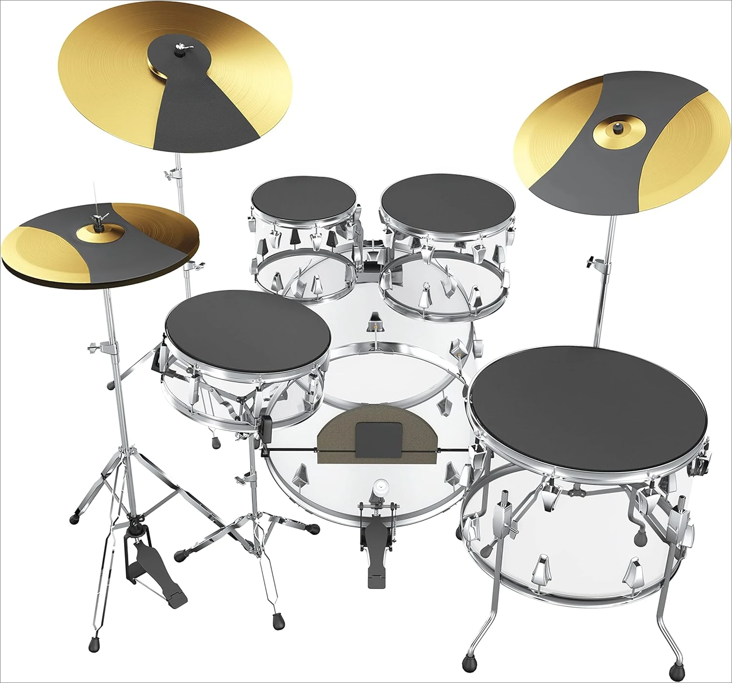 Full Box Drum Pad Set - Drum Mutes Pack - 3 Cymbals, 4 Tom/Snare, & 1 Bass Drum Mute