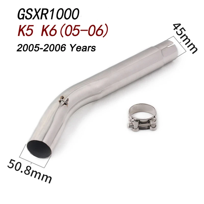Motorcycle Exhaust Middle Link Pipe Escape Muffler Tube Escape Slip On For Suzuki GSX-R1000 GSXR1000 K6 K7 K8 K9 K11-K15